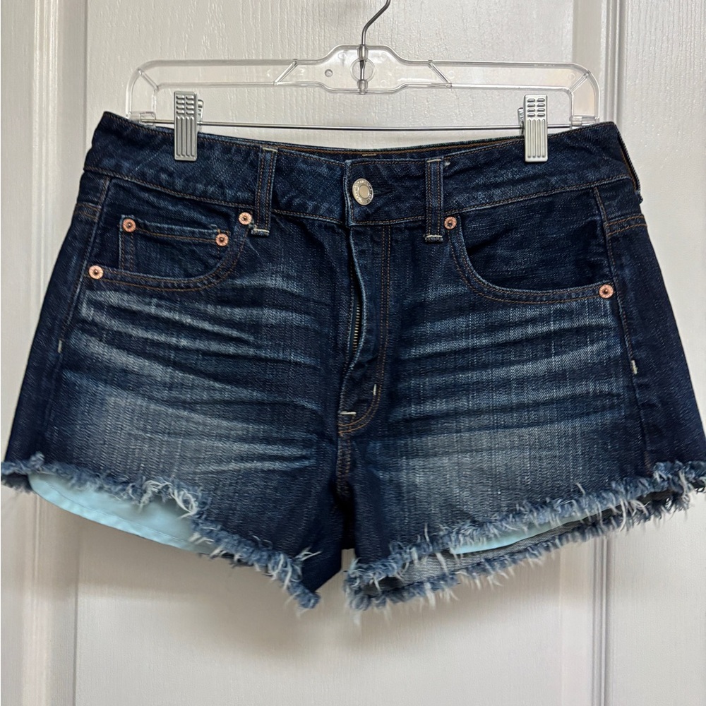 American Eagle Outfitters Blue Jean Shorts Distressed Frayed Hem